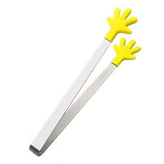 Cute Hand Shape Food Tong 430 Stainless Steel + Silicone Snack Dessert Cake Clip (No FDA Certificate, BPA Free)