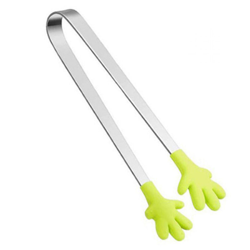 Cute Hand Shape Food Tong 430 Stainless Steel + Silicone Snack Dessert Cake Clip (No FDA Certificate, BPA Free)