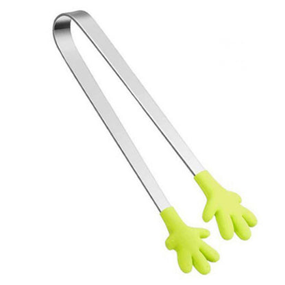 Cute Hand Shape Food Tong 430 Stainless Steel + Silicone Snack Dessert Cake Clip (No FDA Certificate, BPA Free)