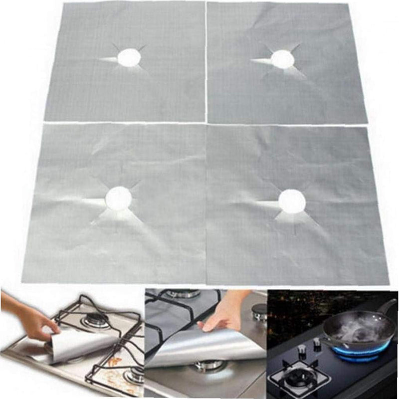 4PCS Non-Stick Gas Range Protectors Mats Fiberglass Cloth Oil-proof Covers Stove Burner Gas Stove Burner Liners