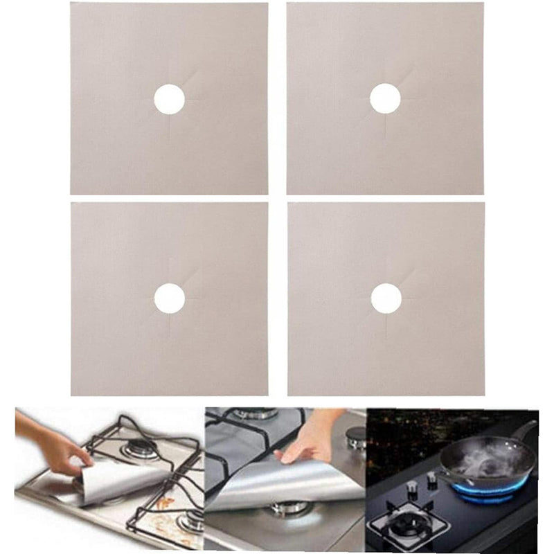 4PCS Non-Stick Gas Range Protectors Mats Fiberglass Cloth Oil-proof Covers Stove Burner Gas Stove Burner Liners