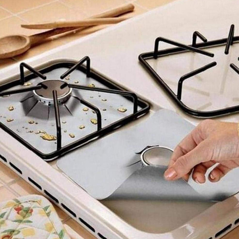 4PCS Non-Stick Gas Range Protectors Mats Fiberglass Cloth Oil-proof Covers Stove Burner Gas Stove Burner Liners