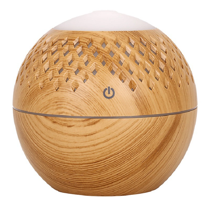 200ml Wood Grain Hollow Air Humidifier Mini Silent Mist Maker Fog Sprayer with Colorful Light for Home, Office (with CE)