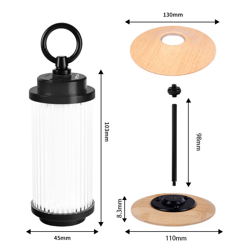 Outdoor Camping Light USB Rechargeable Lantern Lamp Kit with Base and Lampshade