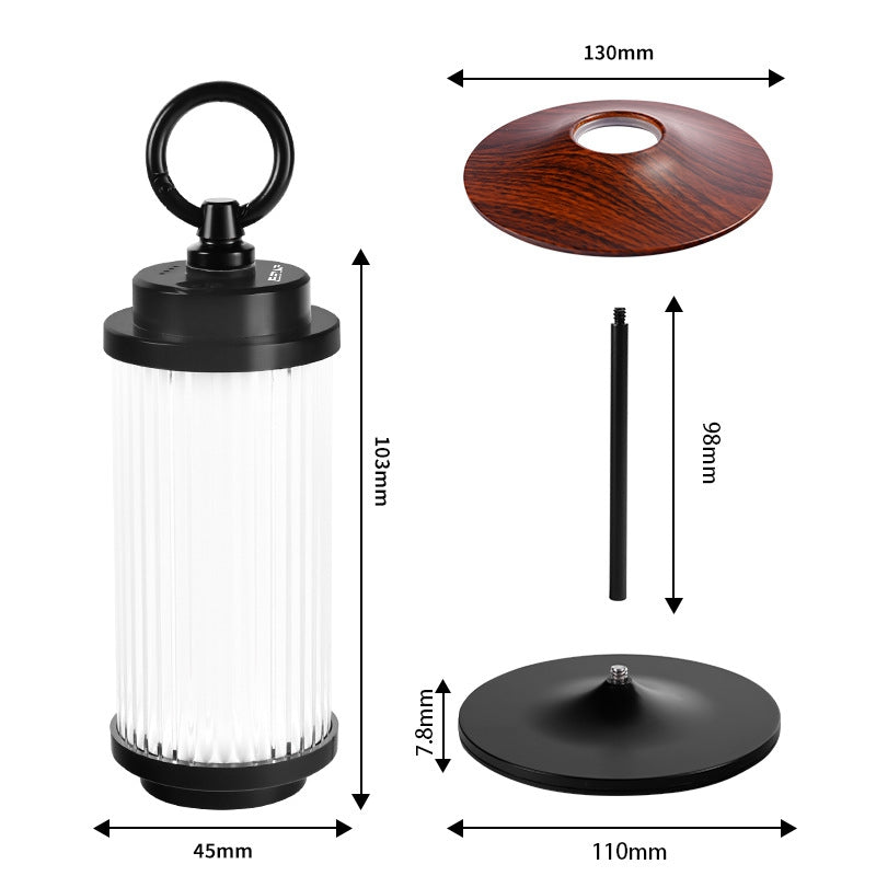 Outdoor Camping Light USB Rechargeable Lantern Lamp Kit with Base and Lampshade