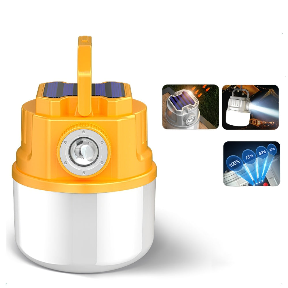 C51 Multi-Functional Solar Power Camping Light with Indicator Zoomable IPX6 Waterproof Flashlight Tent Lamp (No Output)