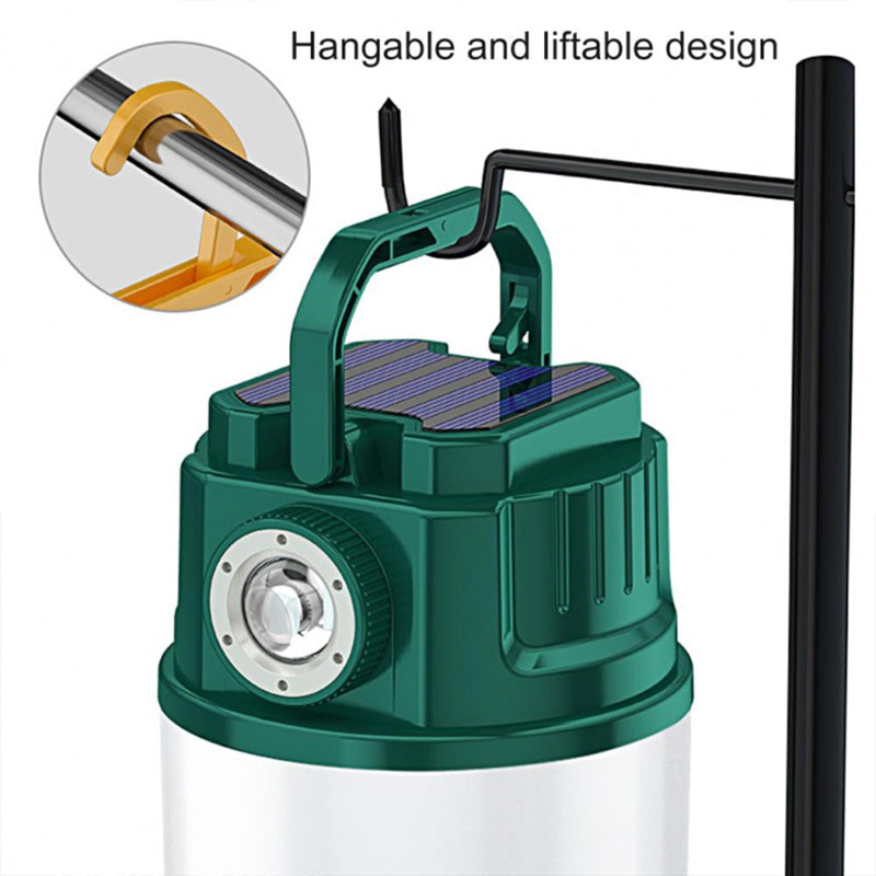 C51 Multi-Functional Solar Power Camping Light with Indicator Zoomable IPX6 Waterproof Flashlight Tent Lamp (No Output)