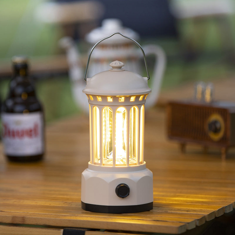 Rechargeable COB Camping Light Retro Style Tent Hanging Light Lantern Lamp for Hiking Evening Party, Size: L