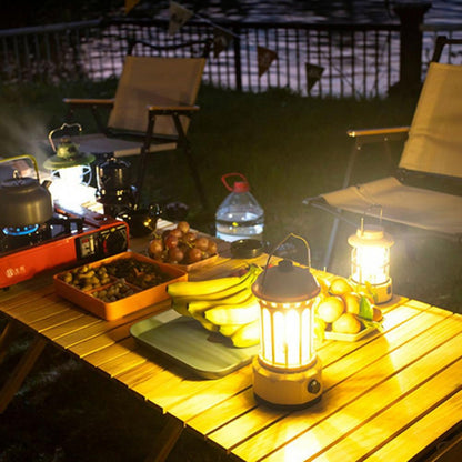 Rechargeable COB Camping Light Retro Style Tent Hanging Light Lantern Lamp for Hiking Evening Party, Size: L