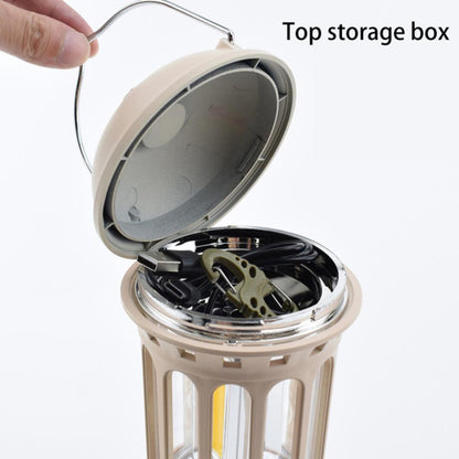 Rechargeable COB Camping Light Retro Style Tent Hanging Light Lantern Lamp for Hiking Evening Party, Size: L