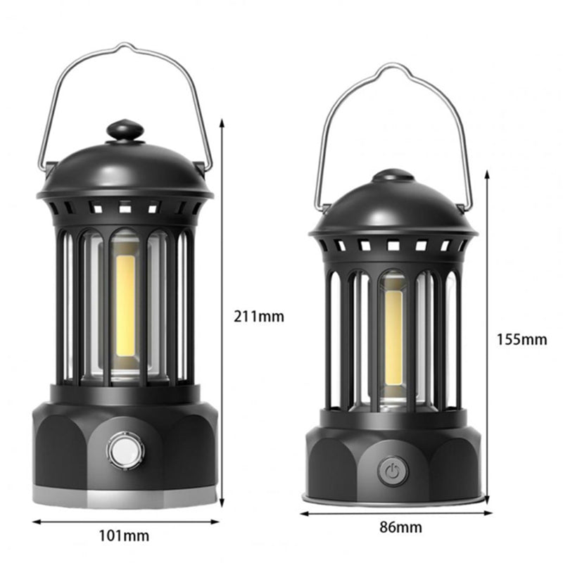 Battery Powered Tent Hanging Light Lantern Lamp Retro Style COB Camping Hiking Light, Size: L