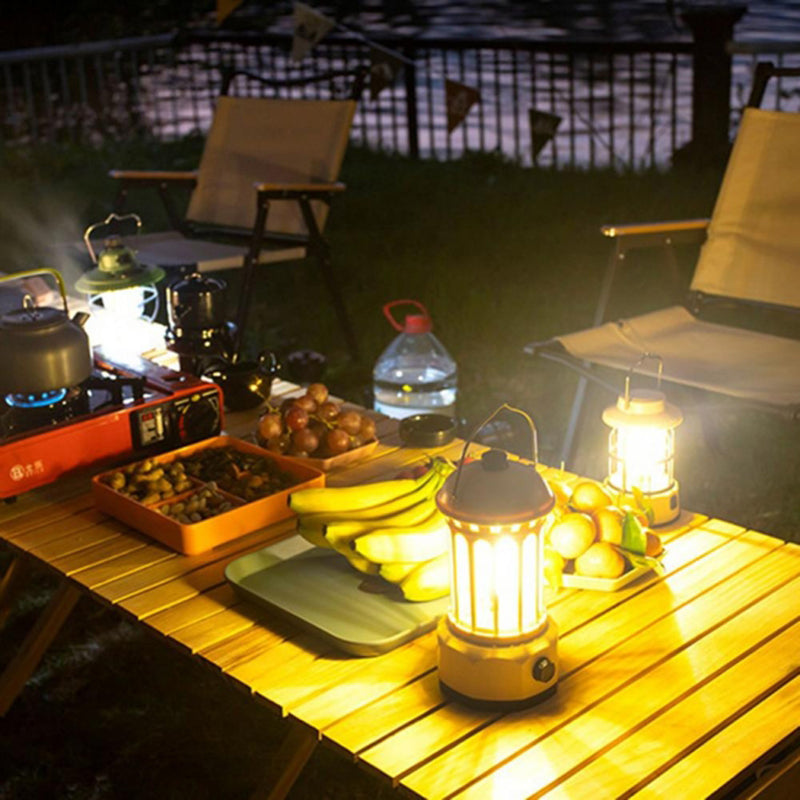 Battery Powered Tent Hanging Light Lantern Lamp Retro Style COB Camping Hiking Light, Size: L