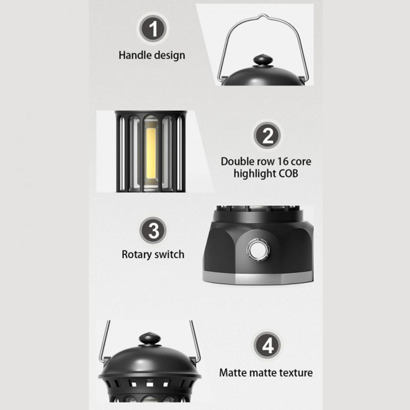 Battery Powered Tent Hanging Light Lantern Lamp Retro Style COB Camping Hiking Light, Size: L