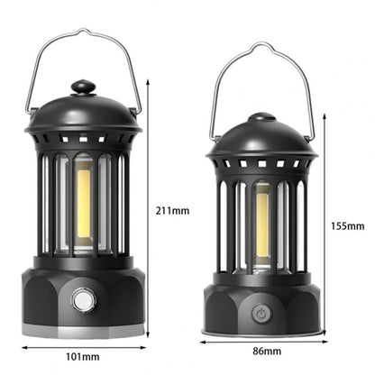 Battery Powered Tent Hanging Light Lantern Lamp Retro Style COB Camping Hiking Light, Size: L