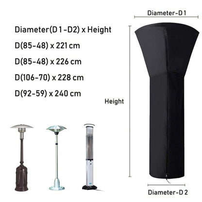 221x85x48cm Waterproof 210D Oxford Cloth Patio Heater Cover Dustproof Pyramid Vertical Outside Protection Cover