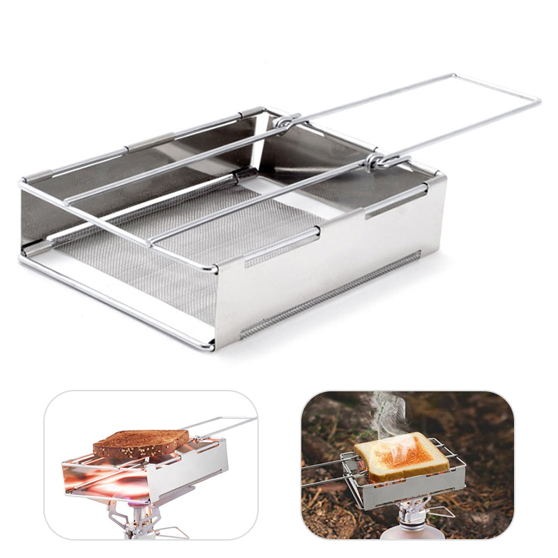 Stainless Steel Foldable Toaster Plate Portable Outdoor Camping Bread Grill (BPA Free, No FDA Certificate)