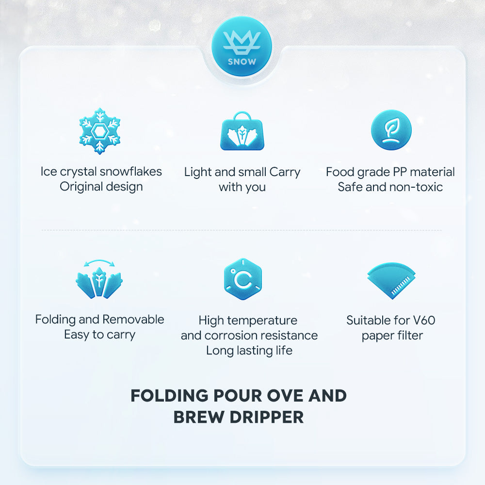 ICAFILAS PA2306 Folding Pour Over & Brew Dripper Set with 40Pcs Filter Paper Tea Coffee Folding Filter Cup (No FDA, BPA-Free)