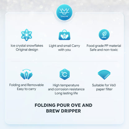 ICAFILAS PA2306 Folding Pour Over & Brew Dripper Set with 40Pcs Filter Paper Tea Coffee Folding Filter Cup (No FDA, BPA-Free)