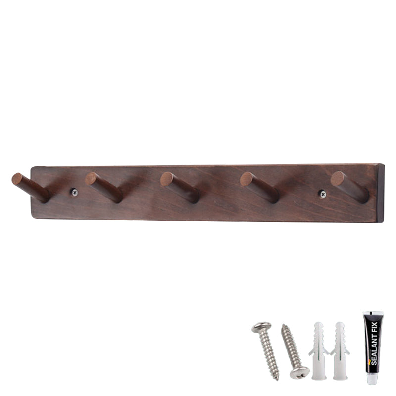5-hook Solid Beech Wood Wall Hanger Keychain Coat Hook Rack Home Decoration (ST)