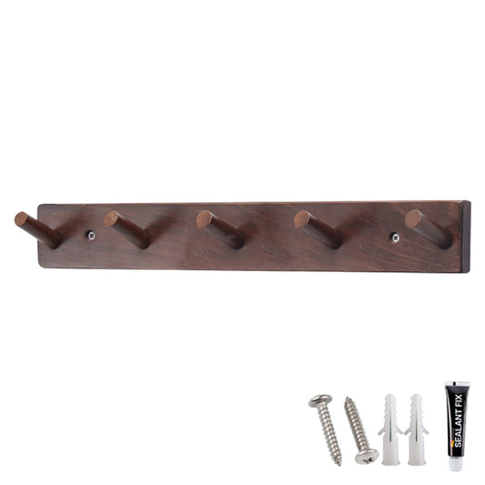 5-hook Solid Beech Wood Wall Hanger Keychain Coat Hook Rack Home Decoration (ST)