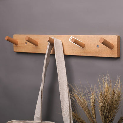 5-hook Solid Beech Wood Wall Hanger Keychain Coat Hook Rack Home Decoration (ST)