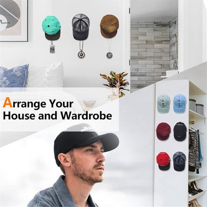 4Pcs Adhesive Hat Holder Hook for Baseball Cap Wall Mount Organizer Plastic Minimalist Hanger Rack