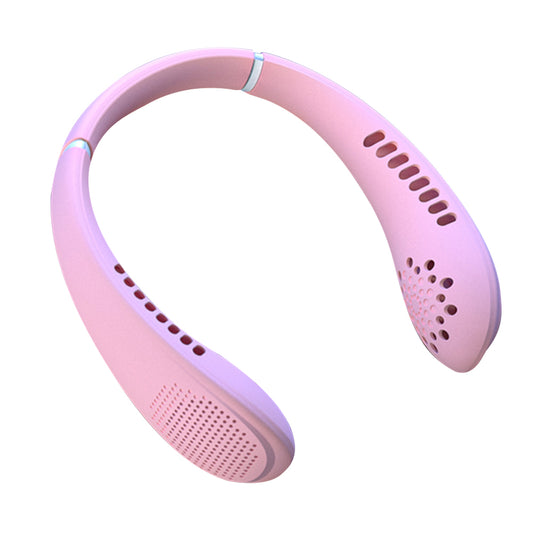 F1 Summer USB Charging Hanging Neck Cooling Fan Digital Display ABS Mini Bladeless Fan Cooler