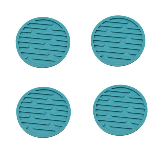 4Pcs / Set 10cm Round Thick Silicone Drink Coaster Non-Slip Heatproof Cup Mug Pad Mat