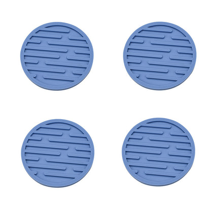 4Pcs / Set 10cm Round Thick Silicone Drink Coaster Non-Slip Heatproof Cup Mug Pad Mat