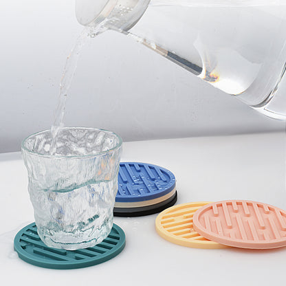 4Pcs / Set 10cm Round Thick Silicone Drink Coaster Non-Slip Heatproof Cup Mug Pad Mat