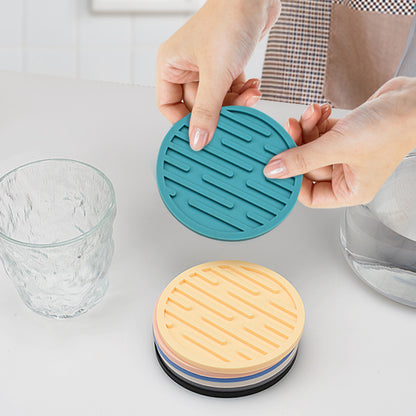 4Pcs / Set 10cm Round Thick Silicone Drink Coaster Non-Slip Heatproof Cup Mug Pad Mat
