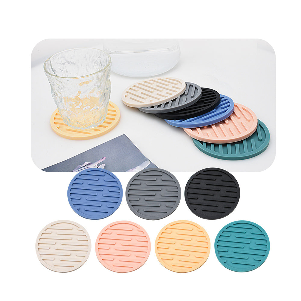 4Pcs / Set 10cm Round Thick Silicone Drink Coaster Non-Slip Heatproof Cup Mug Pad Mat