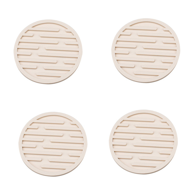 4Pcs / Set 10cm Round Thick Silicone Drink Coaster Non-Slip Heatproof Cup Mug Pad Mat
