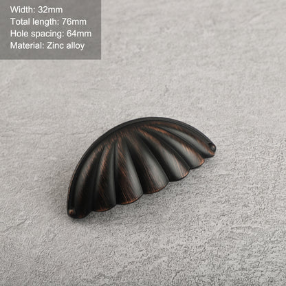 Shell Shape Retro Zinc Alloy Cabinet Furniture Pull Handle Drawer Cupboard Wardrobe Door Handle with 25mm Screw