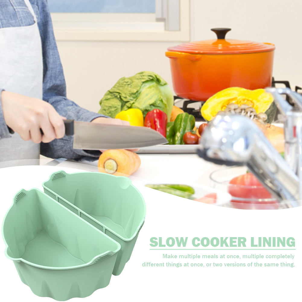 2Pcs Slow Cooker Divider Liners for 6-7 Quart Slow Cookers Reusable Silicone Inserts (BPA-Free, No FDA Certificate)