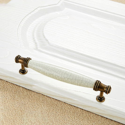 Zinc Alloy Ceramic Crack Furniture Pull Handle Cabinet Drawer Wardrobe Door Handle, 22mm Screw