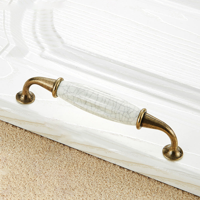 Zinc Alloy Ceramic Crack Furniture Pull Handle Cabinet Drawer Wardrobe Door Handle, 22mm Screw