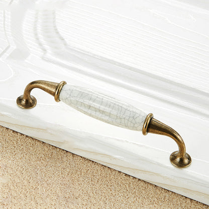 Zinc Alloy Ceramic Crack Furniture Pull Handle Cabinet Drawer Wardrobe Door Handle, 22mm Screw