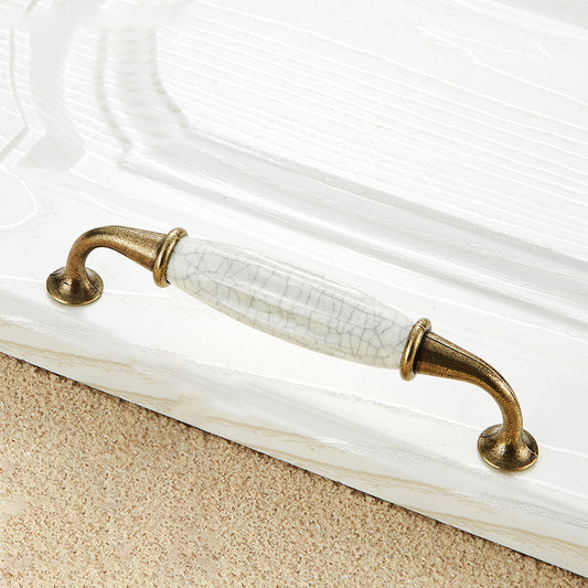 Zinc Alloy Ceramic Crack Furniture Pull Handle Cabinet Drawer Wardrobe Door Handle, 22mm Screw