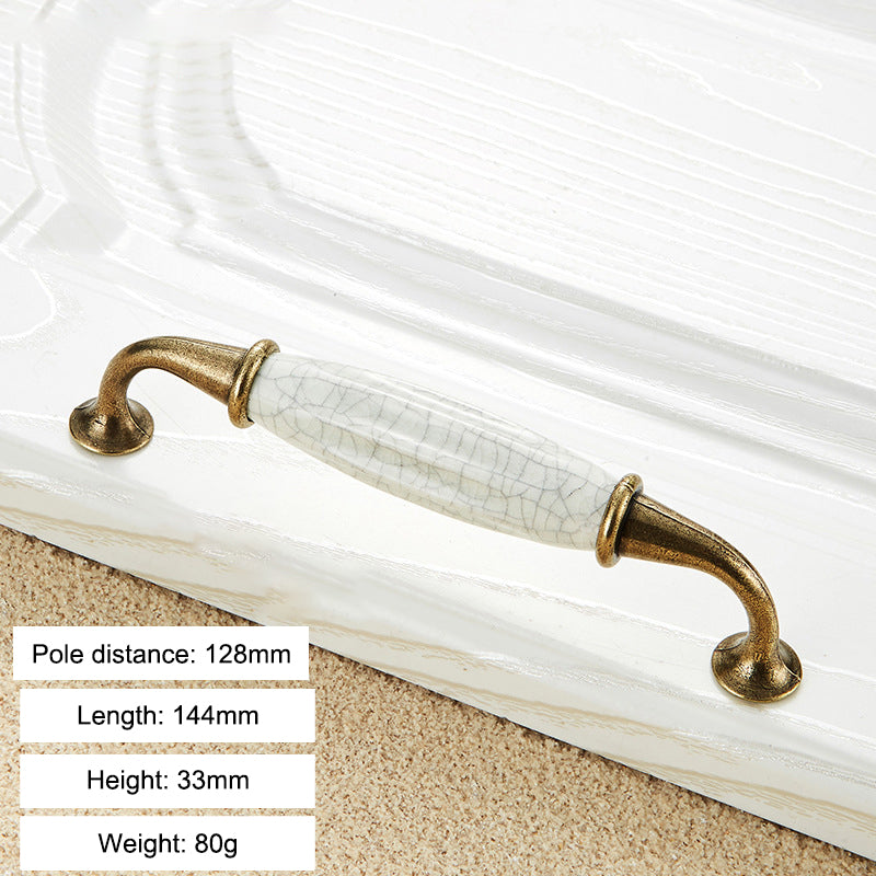 Zinc Alloy Ceramic Crack Furniture Pull Handle Cabinet Drawer Wardrobe Door Handle, 22mm Screw