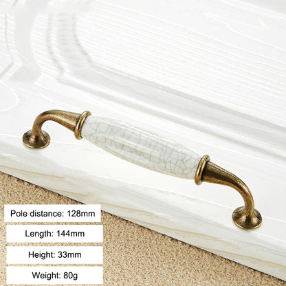 Zinc Alloy Ceramic Crack Furniture Pull Handle Cabinet Drawer Wardrobe Door Handle, 22mm Screw