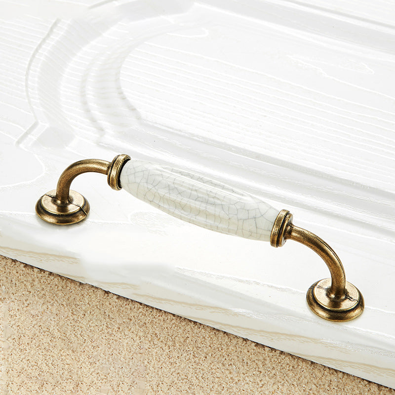 Zinc Alloy Ceramic Crack Furniture Pull Handle Cabinet Drawer Wardrobe Door Handle, 22mm Screw