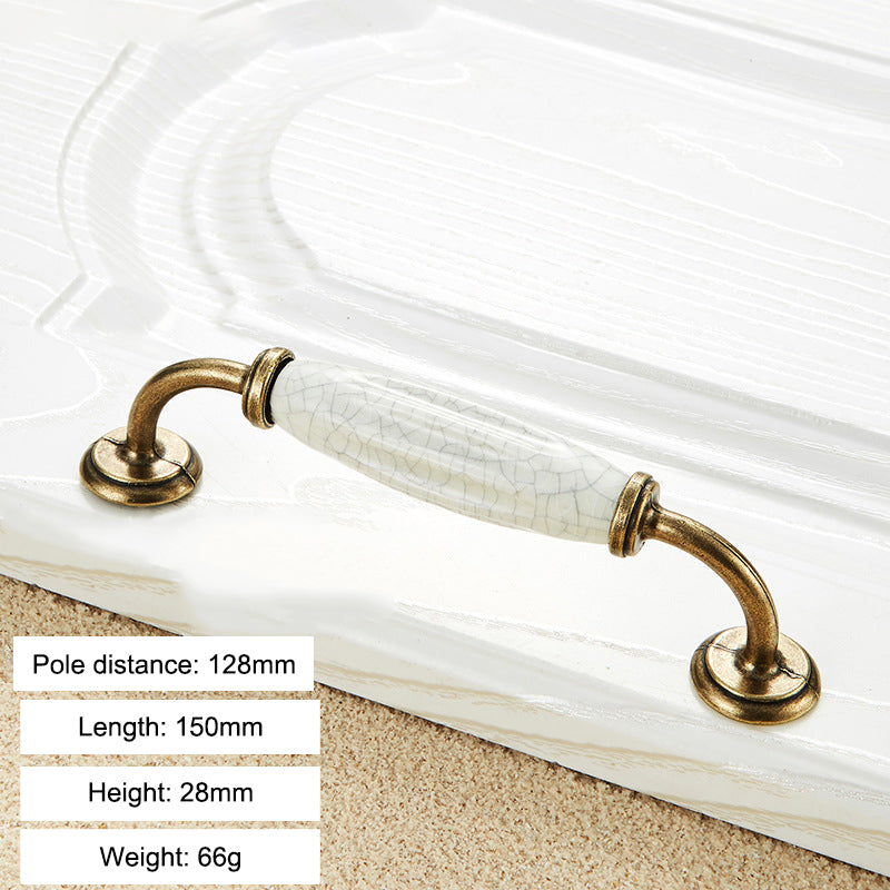 Zinc Alloy Ceramic Crack Furniture Pull Handle Cabinet Drawer Wardrobe Door Handle, 22mm Screw