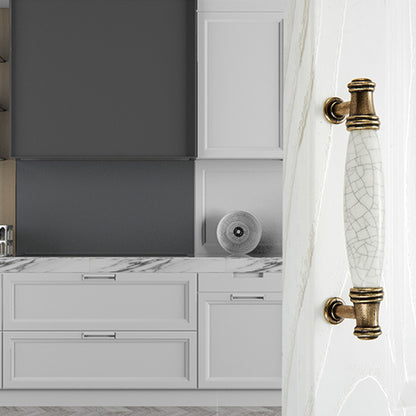 Zinc Alloy Ceramic Crack Furniture Pull Handle Cabinet Drawer Wardrobe Door Handle, 22mm Screw