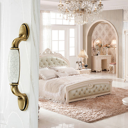 Zinc Alloy Ceramic Crack Furniture Pull Handle Cabinet Drawer Wardrobe Door Handle, 22mm Screw