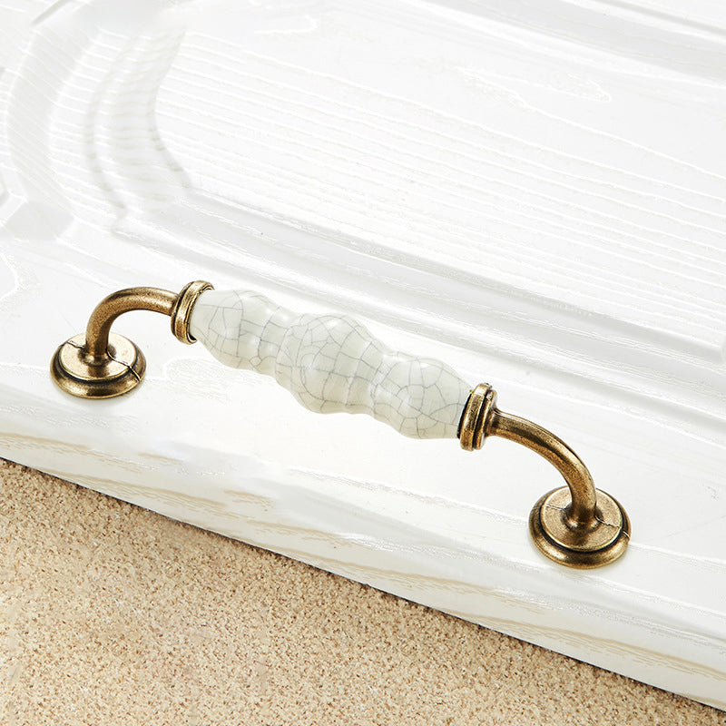 Zinc Alloy Ceramic Crack Furniture Pull Handle Cabinet Drawer Wardrobe Door Handle, 22mm Screw