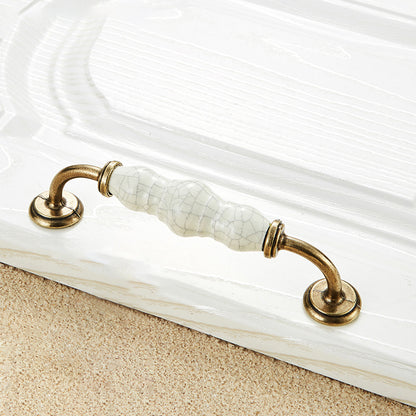 Zinc Alloy Ceramic Crack Furniture Pull Handle Cabinet Drawer Wardrobe Door Handle, 22mm Screw