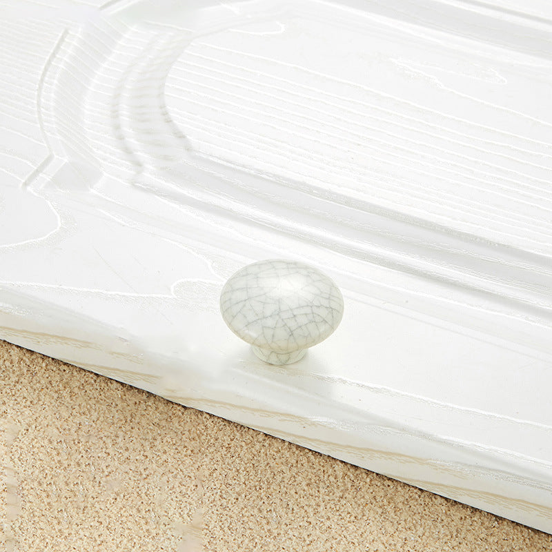 European Style Ceramic Crack Furniture Pull Handle Cabinet Drawer Wardrobe Door Knob, 22mm Screw