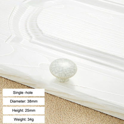 European Style Ceramic Crack Furniture Pull Handle Cabinet Drawer Wardrobe Door Knob, 22mm Screw