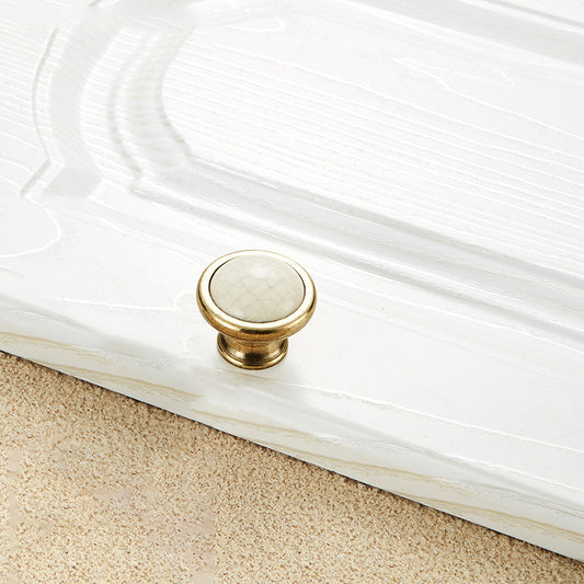 European Style Ceramic Crack Furniture Pull Handle Cabinet Drawer Wardrobe Door Knob, 22mm Screw